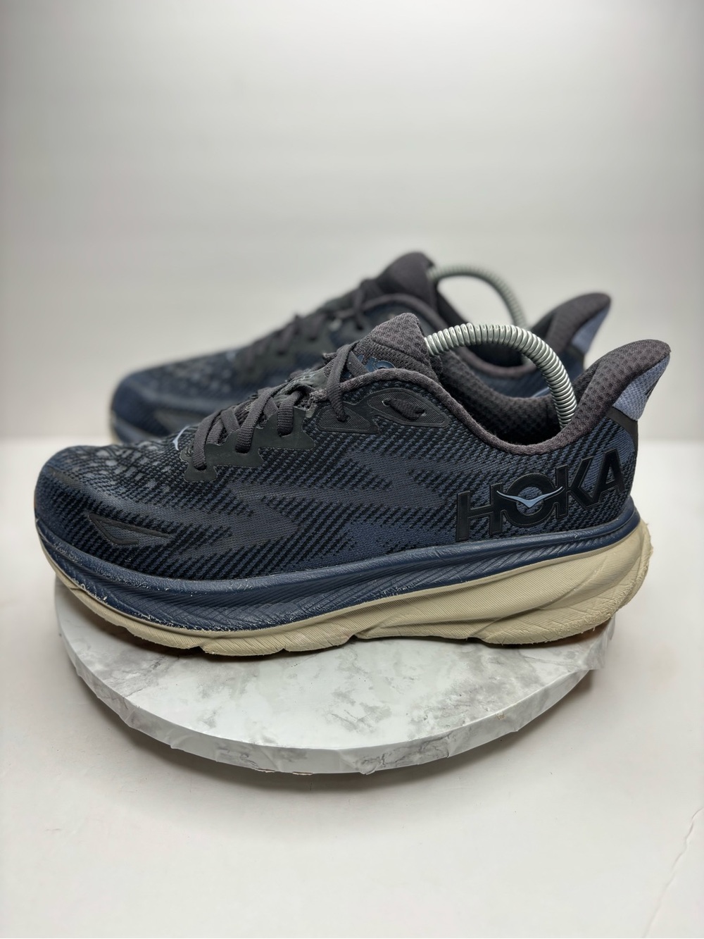 Size 9D- HOKA Clifton 9 'Black Varsity Navy